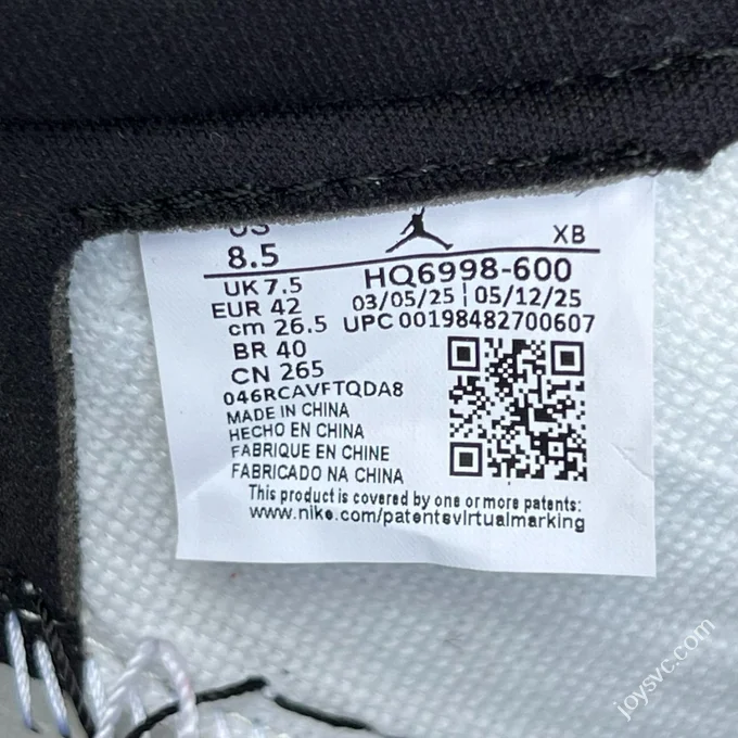 Pure Original AJ1 Low Chicago White Red HQ6998-600