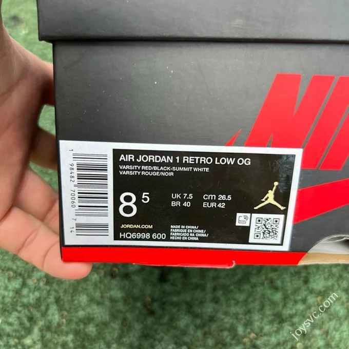 Pure Original AJ1 Low Chicago White Red HQ6998-600