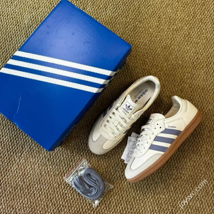 K Version Adidas Samba T-Shoe Cream White Blue S1362