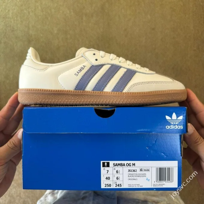 K Version Adidas Samba T-Shoe Cream White Blue S1362