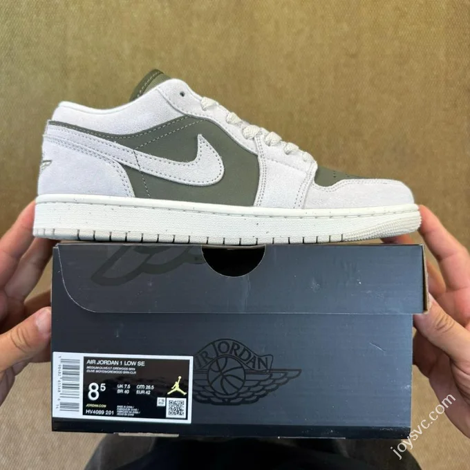 DT Pure Original AJ1 Low Top Suede Grey White Green HV4089-201