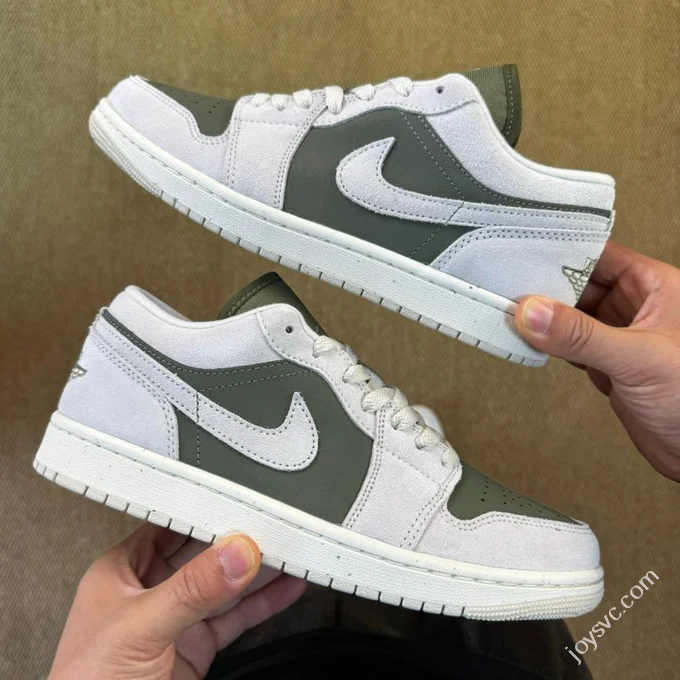 DT Pure Original AJ1 Low Top Suede Grey White Green HV4089-201