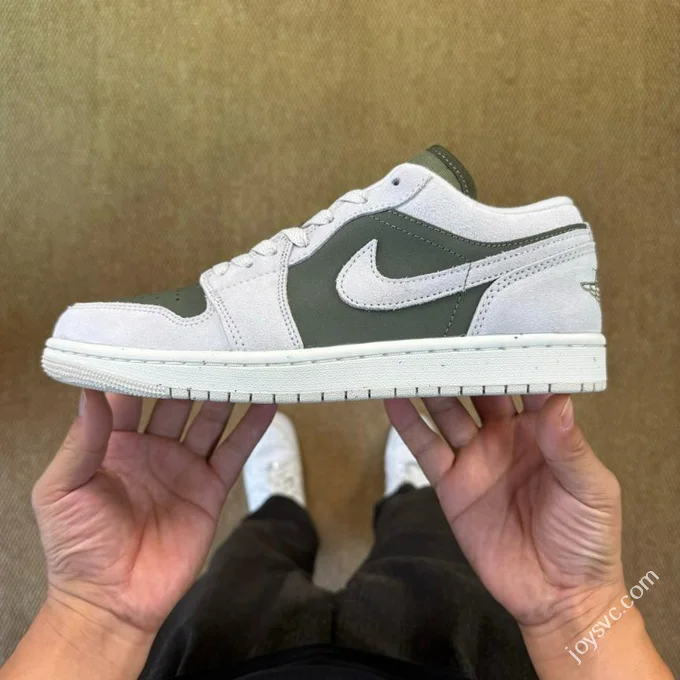 DT Pure Original AJ1 Low Top Suede Grey White Green HV4089-201