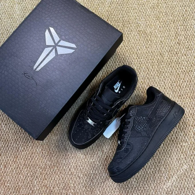 3A Pure Original Air Force 1 AF1 Kobe Black Snake Skin IB0018-001