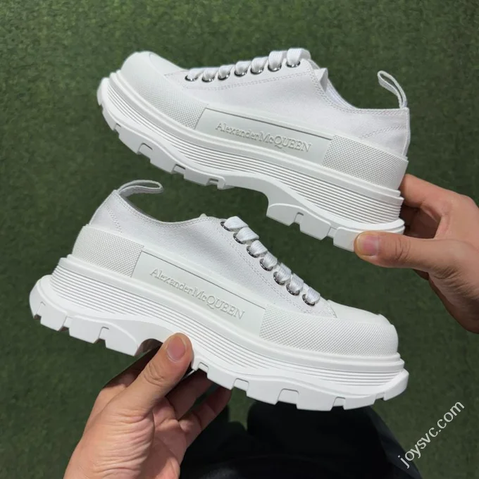Alexander McQueen Platform Canvas Shoes Low Top All White