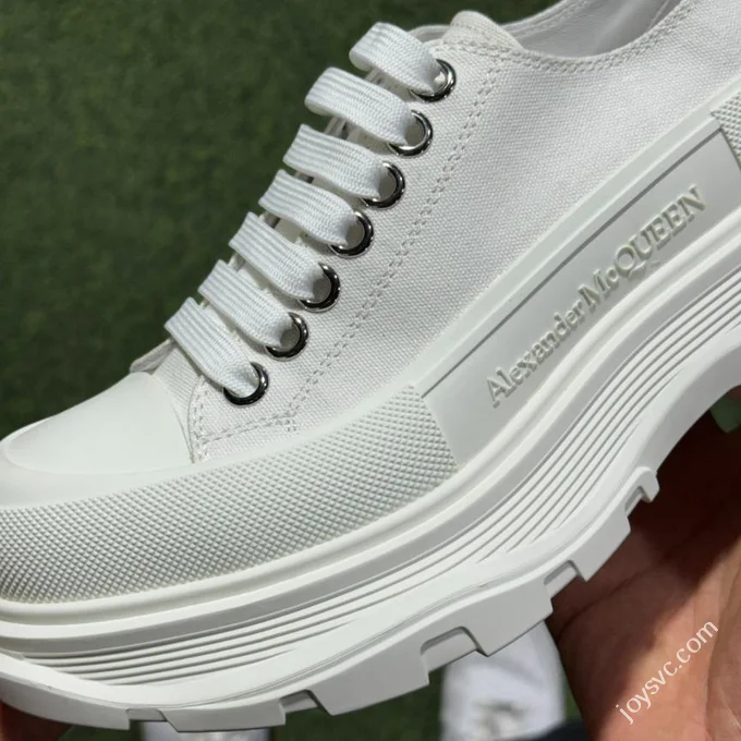 Alexander McQueen Platform Canvas Shoes Low Top All White