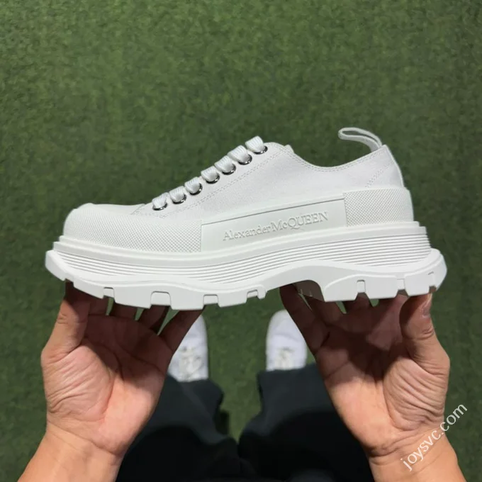 Alexander McQueen Platform Canvas Shoes Low Top All White