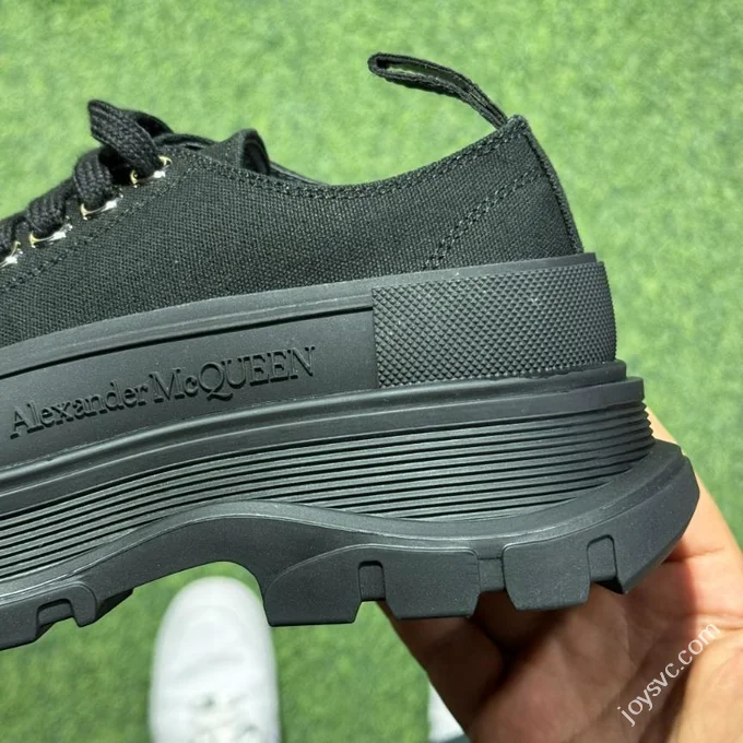 Alexander McQueen Platform Canvas Shoes Low Top All Black