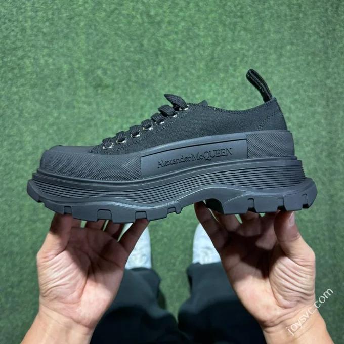 Alexander McQueen Platform Canvas Shoes Low Top All Black