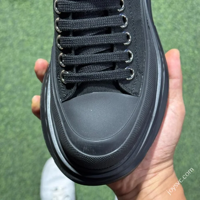 Alexander McQueen Platform Canvas Shoes Low Top All Black