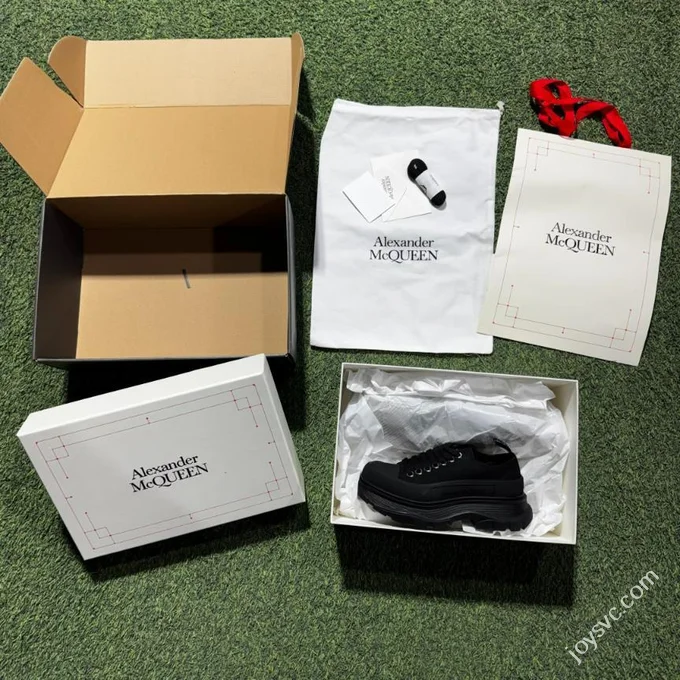 Alexander McQueen Platform Canvas Shoes Low Top All Black