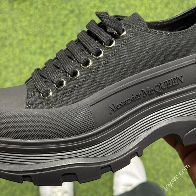 Alexander McQueen Platform Canvas Shoes Low Top All Black