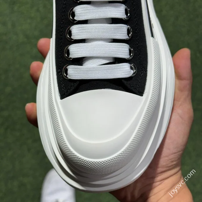 Alexander McQueen Platform Canvas Shoes Low Top Black White