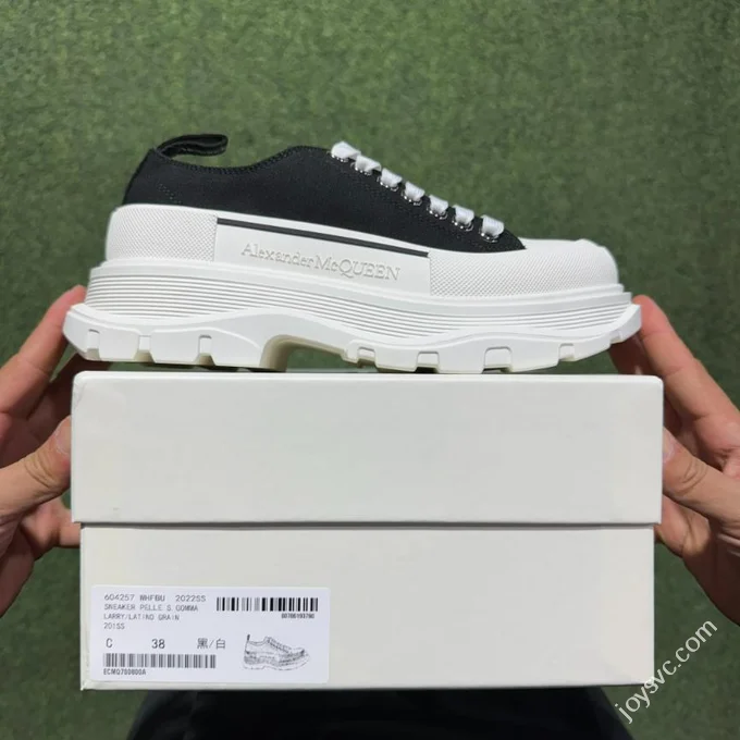 Alexander McQueen Platform Canvas Shoes Low Top Black White