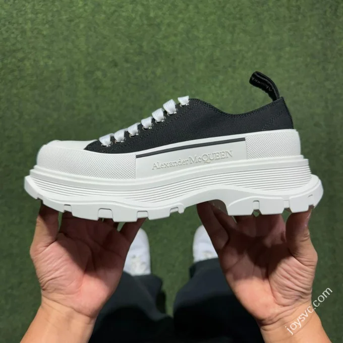 Alexander McQueen Platform Canvas Shoes Low Top Black White