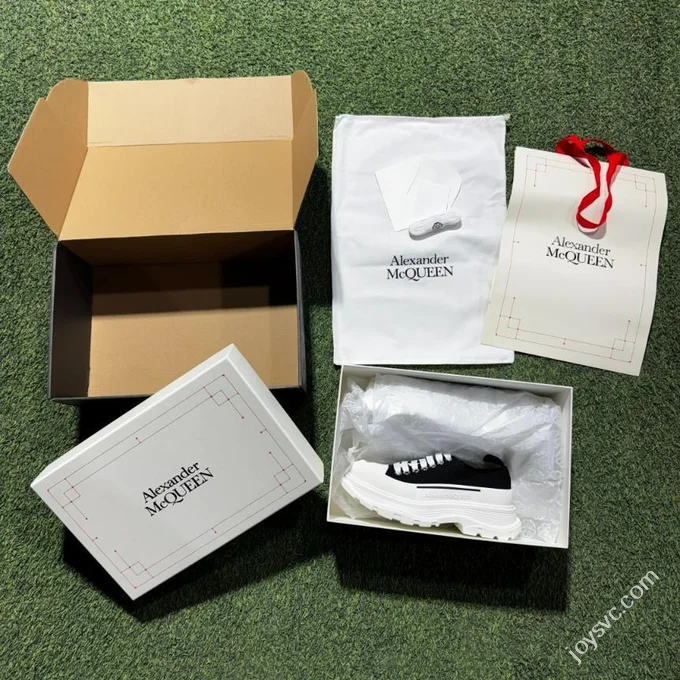 Alexander McQueen Platform Canvas Shoes Low Top Black White