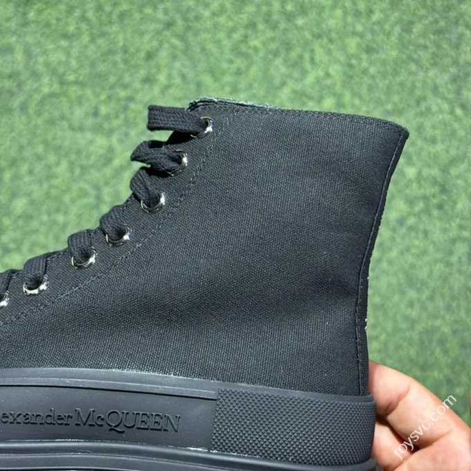 Alexander McQueen Platform Canvas Shoes High Top All Black