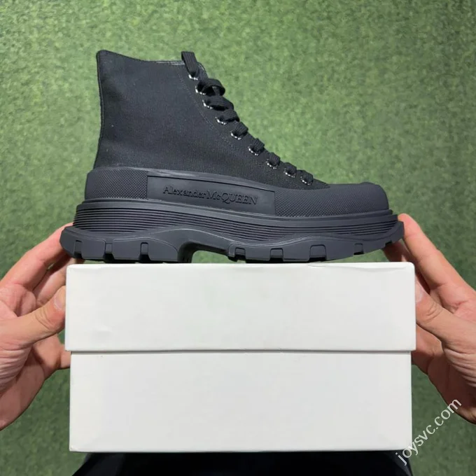 Alexander McQueen Platform Canvas Shoes High Top All Black