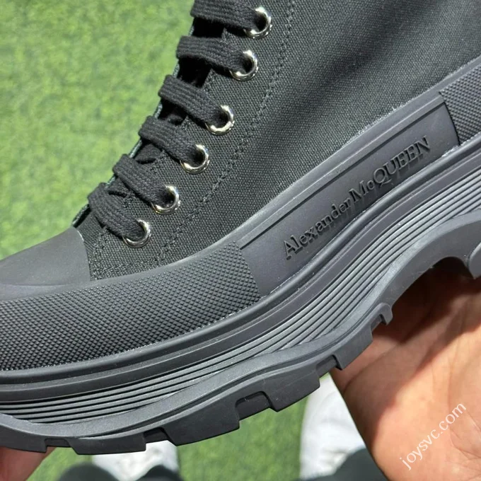 Alexander McQueen Platform Canvas Shoes High Top All Black