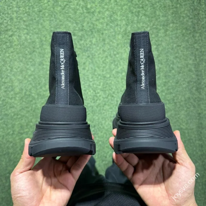 Alexander McQueen Platform Canvas Shoes High Top All Black