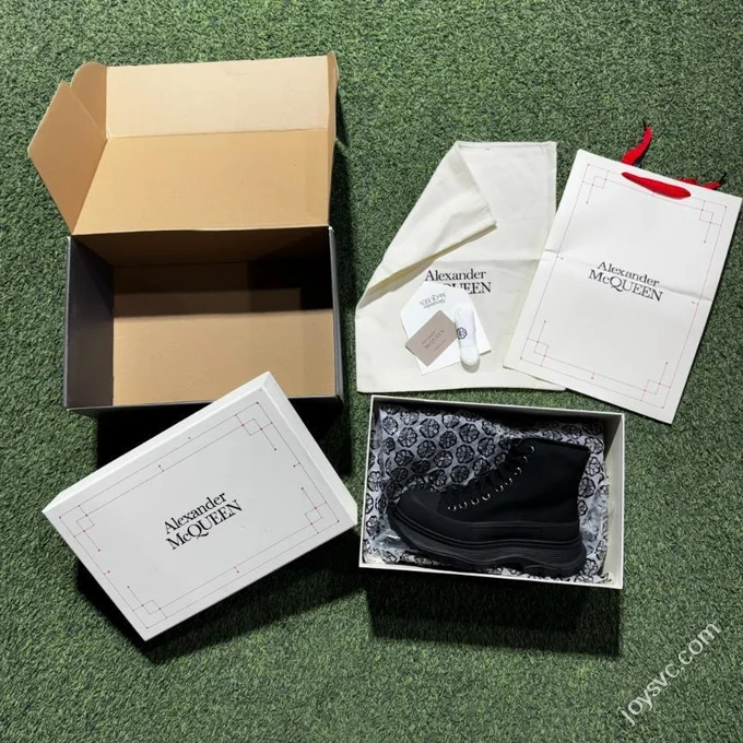 Alexander McQueen Platform Canvas Shoes High Top All Black