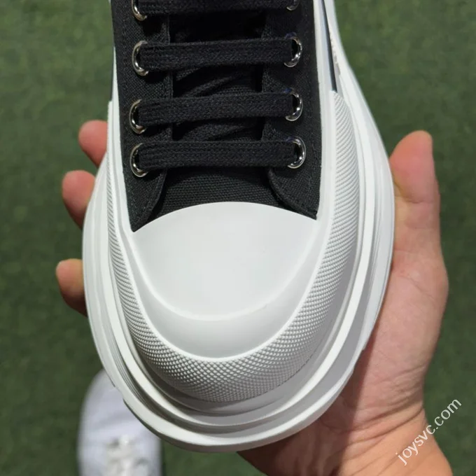 Alexander McQueen Platform Canvas Shoes High Top Black White