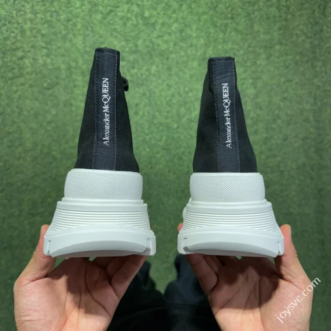 Alexander McQueen Platform Canvas Shoes High Top Black White