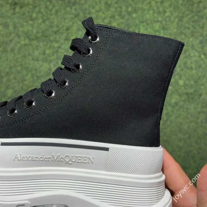 Alexander McQueen Platform Canvas Shoes High Top Black White