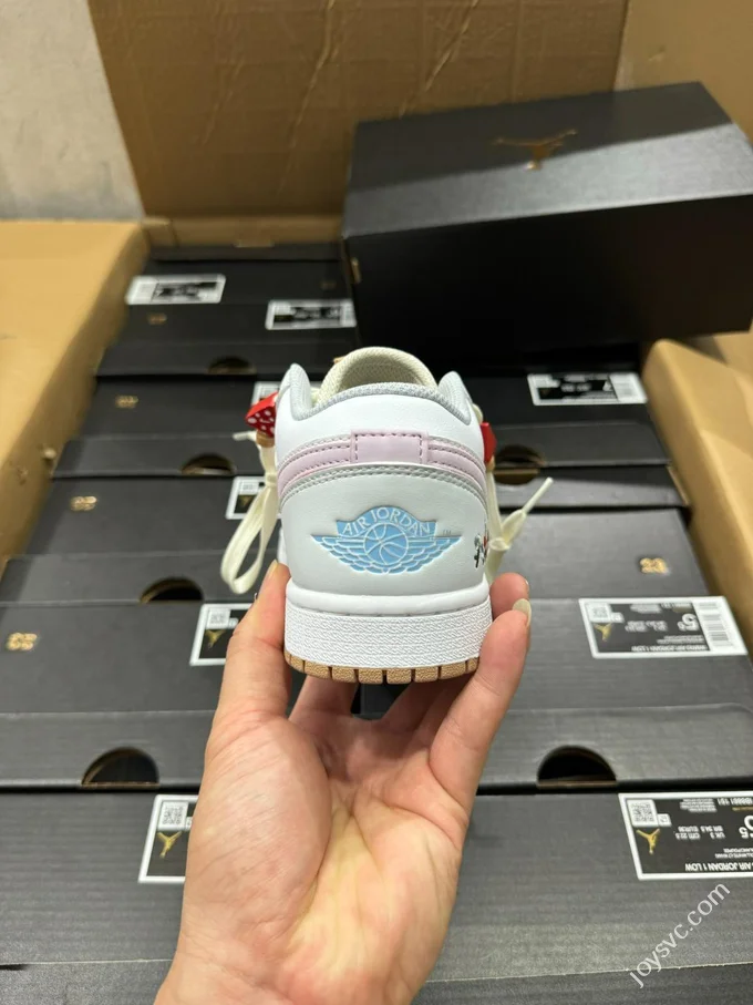 VT Pure Original AJ1 Low Beige Yellow Pink Plant Embroidery IB8861-151