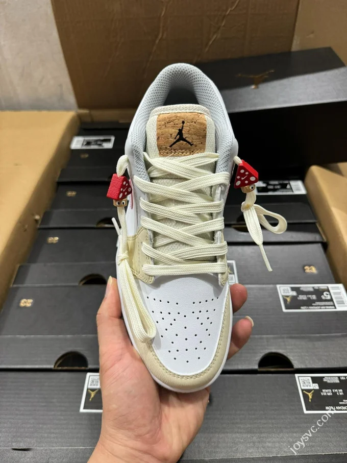 VT Pure Original AJ1 Low Beige Yellow Pink Plant Embroidery IB8861-151