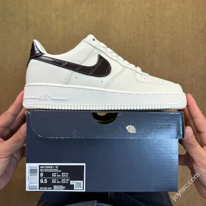 3A Pure Original Air Force 1 AF1 White Dark Brown Hook IH7332-001